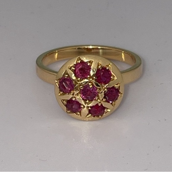 Jewelry - Solid 14K Yellow Gold Natural Red Ruby Gemstones Rubies Ring Vintage Custom